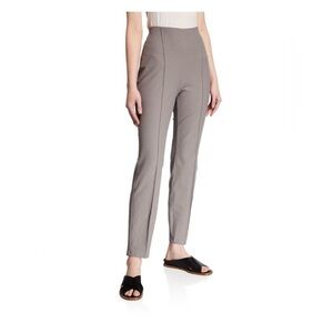 Eileen Fisher Washable Stretch Crepe Gray Pintuck Pull-on Ankle Pants Size L/P